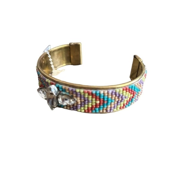 Multicolored Bead & Crystal Goldtone Cuff Bracelet by Stephan & Co. - Picture 12 of 14